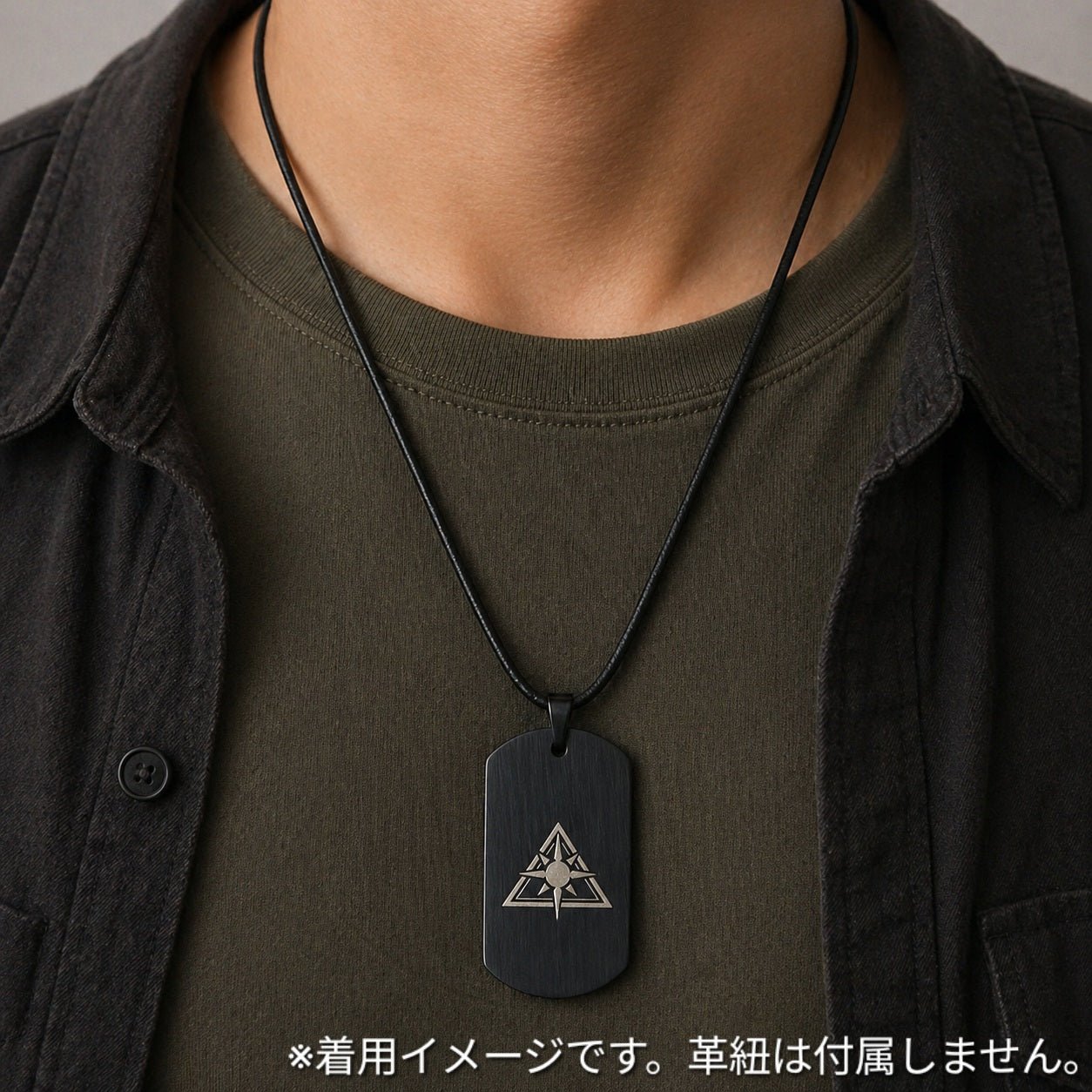 ステンレス製ドッグタグ ネックレス ブラック ブルアカ アビドスマーキング