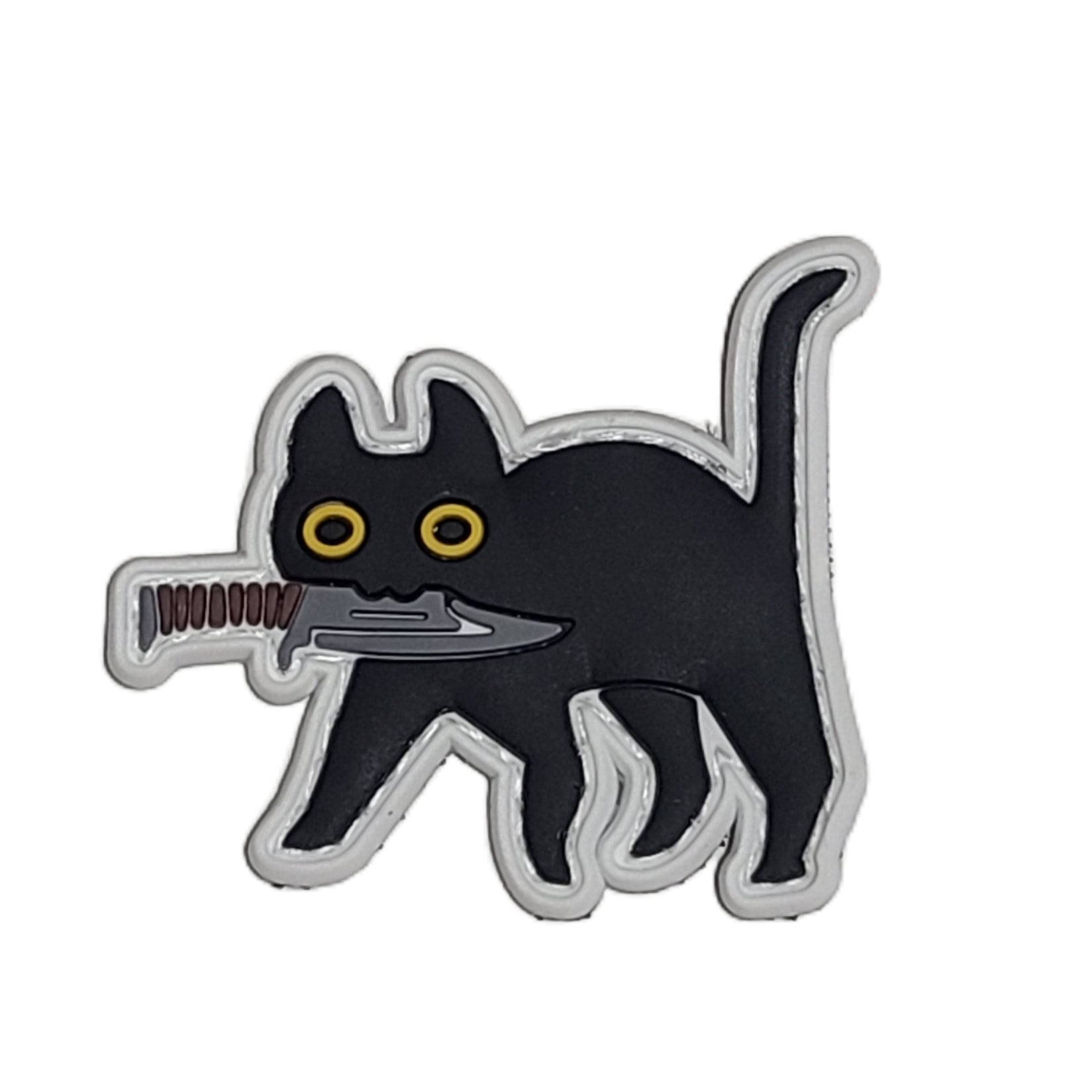 PVC タクティカルパッチ 黒猫 ベルクロ仕様□ミリタリー風 猫デザイン