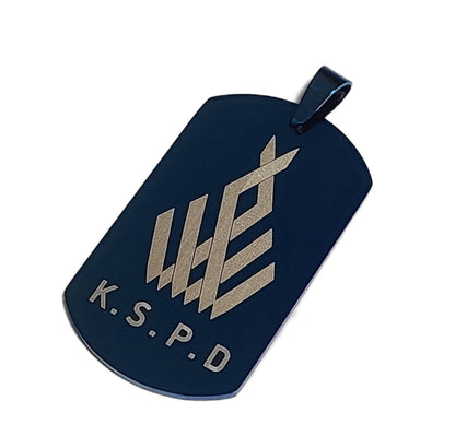 ステンレス製ドッグタグ ネックレス ダークブルー ブルアカ KSPDマーキング■ミリタリースタイル サバゲー装備 アクセサリー コスプレ