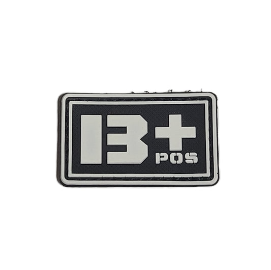PVC 3D ベルクロワッペン ブラッドパッチ(血液型表示) B+ BK■蓄光 ブラック 3×5cm ミリタリー タクティカル ワッペン マジックテープ