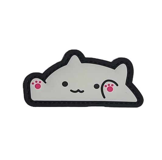 PVC 3D ベルクロワッペン Bon!go-Cats ホワイト■ミリタリー風 猫デザイン PVCパッチ