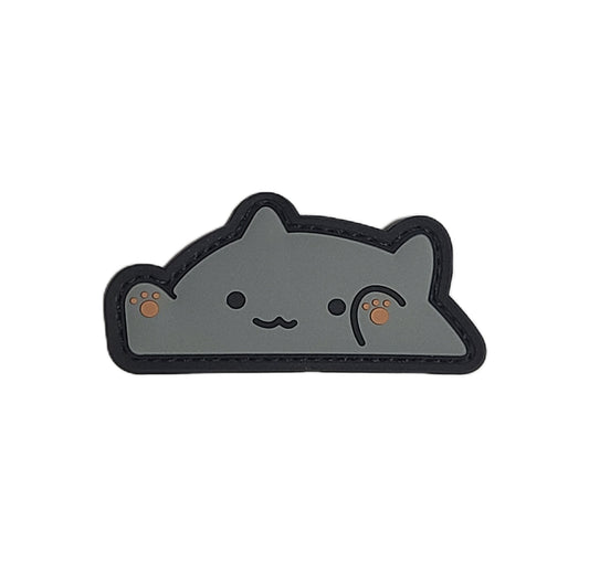 PVC 3D ベルクロワッペン Bon!go-Cats グレー■ミリタリー風 猫デザイン PVCパッチ