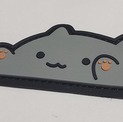 PVC 3D ベルクロワッペン Bon!go-Cats グレー■ミリタリー風 猫デザイン PVCパッチ