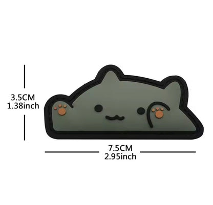 PVC 3D ベルクロワッペン Bon!go-Cats グレー■ミリタリー風 猫デザイン PVCパッチ