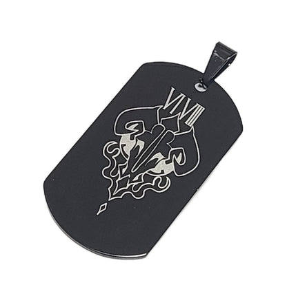 タクティカル ステンレスドッグタグ ブラック ブルアカモチーフ ネックレス キーホルダー コスプレ - AIA - Military Goods Store