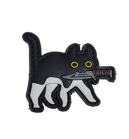 PVC タクティカルパッチ 白黒 ベルクロ仕様｜ミリタリー風 猫デザインPVCワッペン - AIA - Military Goods Store