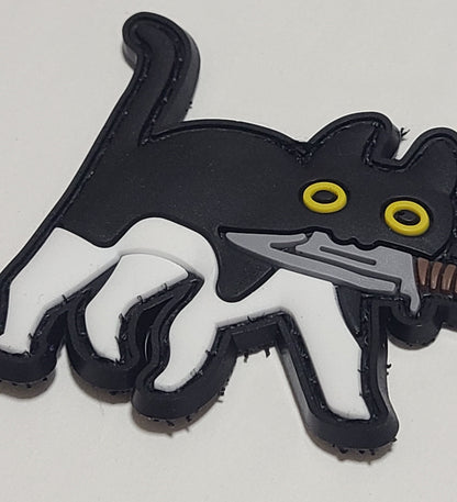 PVC タクティカルパッチ 白黒 ベルクロ仕様｜ミリタリー風 猫デザインPVCワッペン - AIA - Military Goods Store