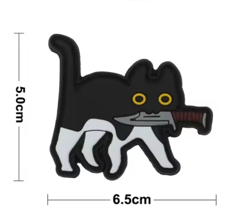 PVC タクティカルパッチ 白黒 ベルクロ仕様｜ミリタリー風 猫デザインPVCワッペン - AIA - Military Goods Store