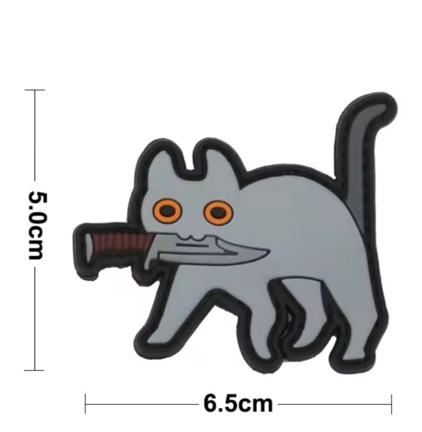 PVC タクティカルパッチ 灰猫 ベルクロ仕様｜ミリタリー風 猫デザインPVCワッペン - AIA - Military Goods Store