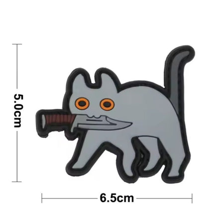 PVC タクティカルパッチ 灰猫 ベルクロ仕様｜ミリタリー風 猫デザインPVCワッペン - AIA - Military Goods Store