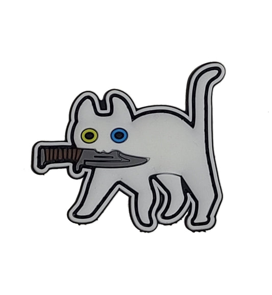 PVC タクティカルパッチ 白猫 ベルクロ仕様｜ミリタリー風 猫デザインPVCワッペン - AIA - Military Goods Store
