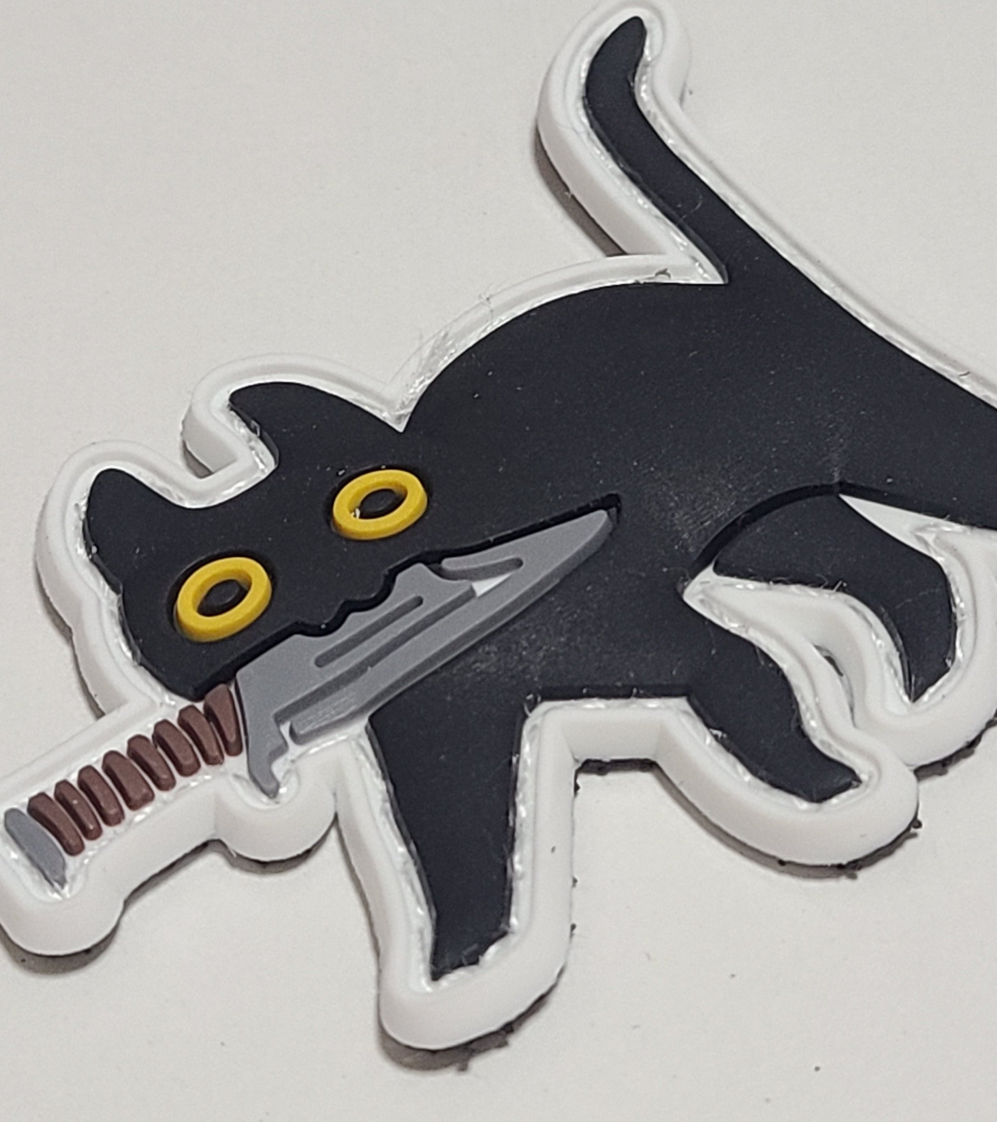 PVC タクティカルパッチ 黒猫 ベルクロ仕様｜ミリタリー風 猫デザインPVCワッペン - AIA - Military Goods Store