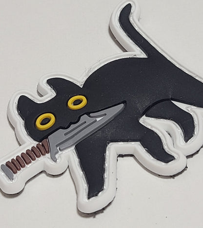 PVC タクティカルパッチ 黒猫 ベルクロ仕様｜ミリタリー風 猫デザインPVCワッペン - AIA - Military Goods Store