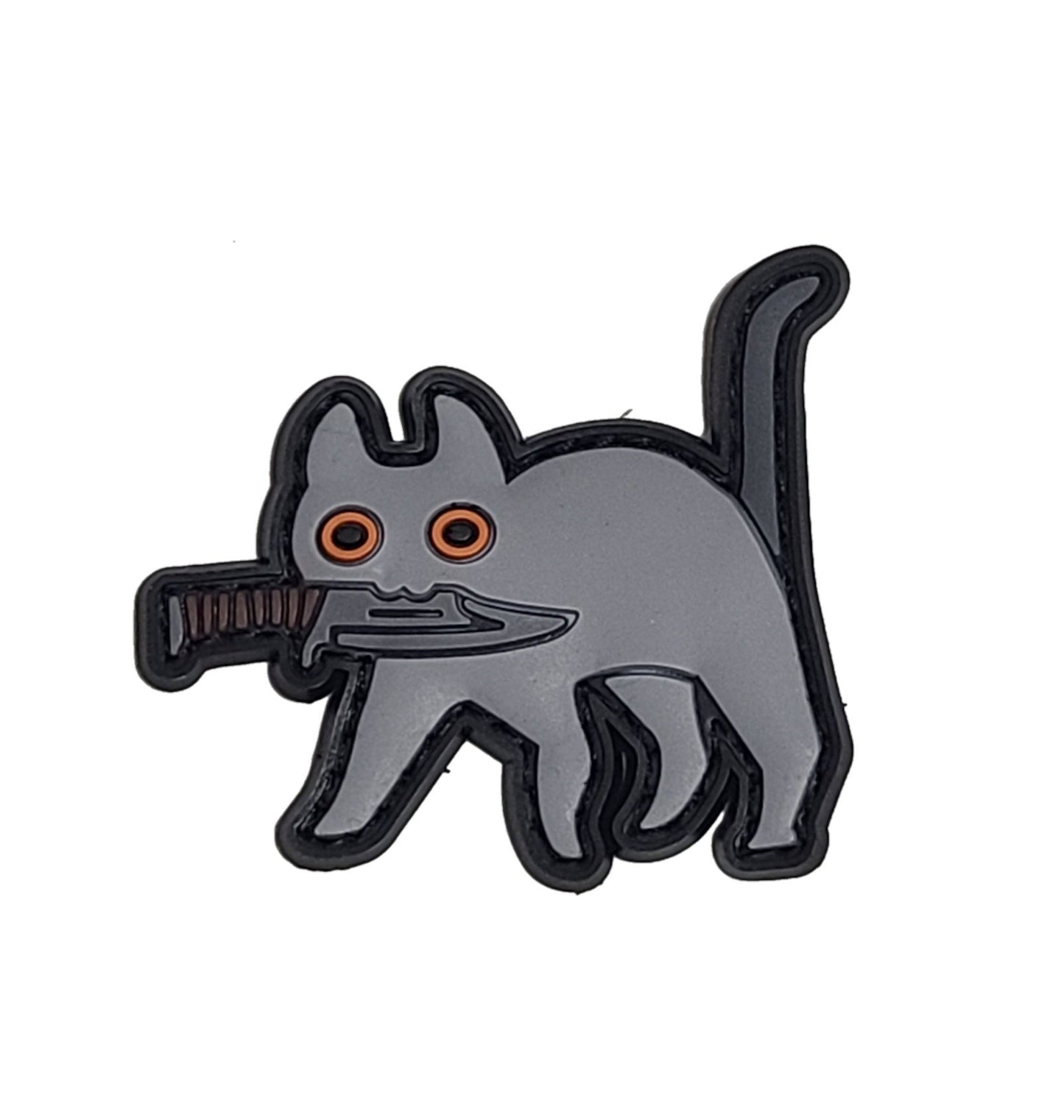 PVC タクティカルパッチ 灰猫 ベルクロ仕様｜ミリタリー風 猫デザインPVCワッペン - AIA - Military Goods Store