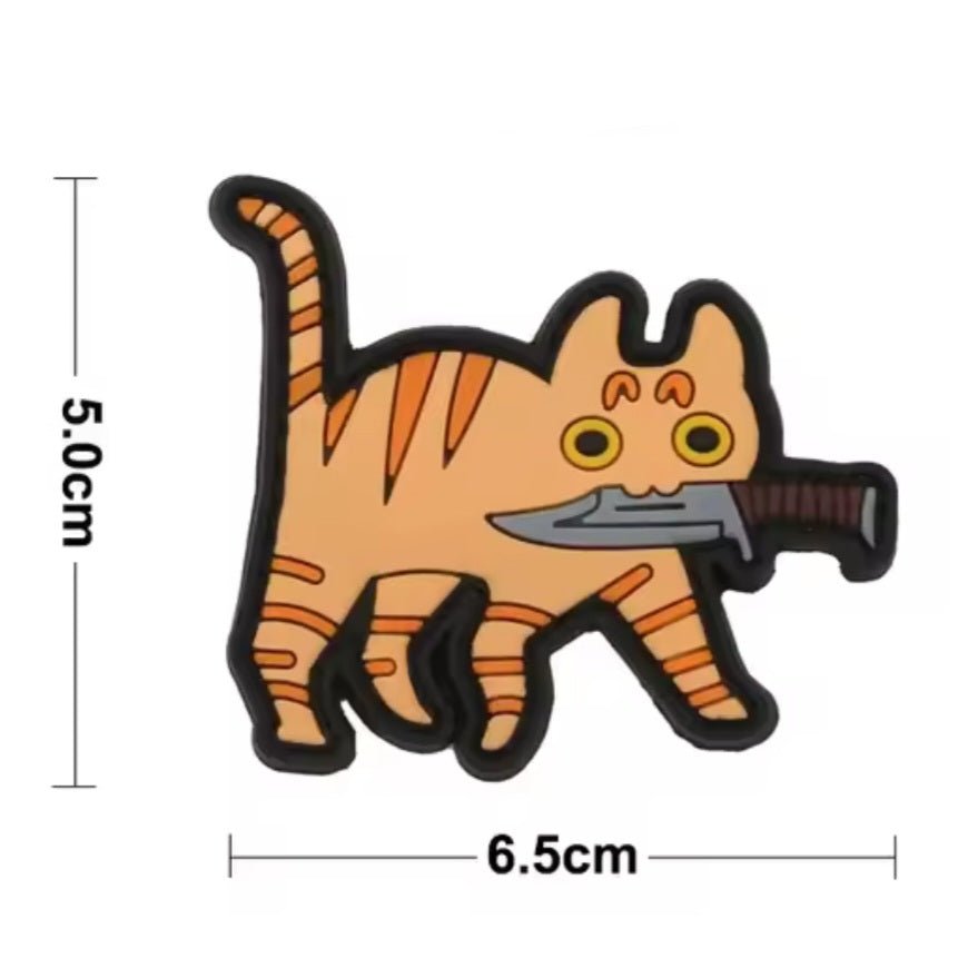 PVC タクティカルパッチ 茶トラ ベルクロ仕様｜ミリタリー風 猫デザインPVCワッペン - AIA - Military Goods Store