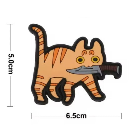 PVC タクティカルパッチ 茶トラ ベルクロ仕様｜ミリタリー風 猫デザインPVCワッペン - AIA - Military Goods Store