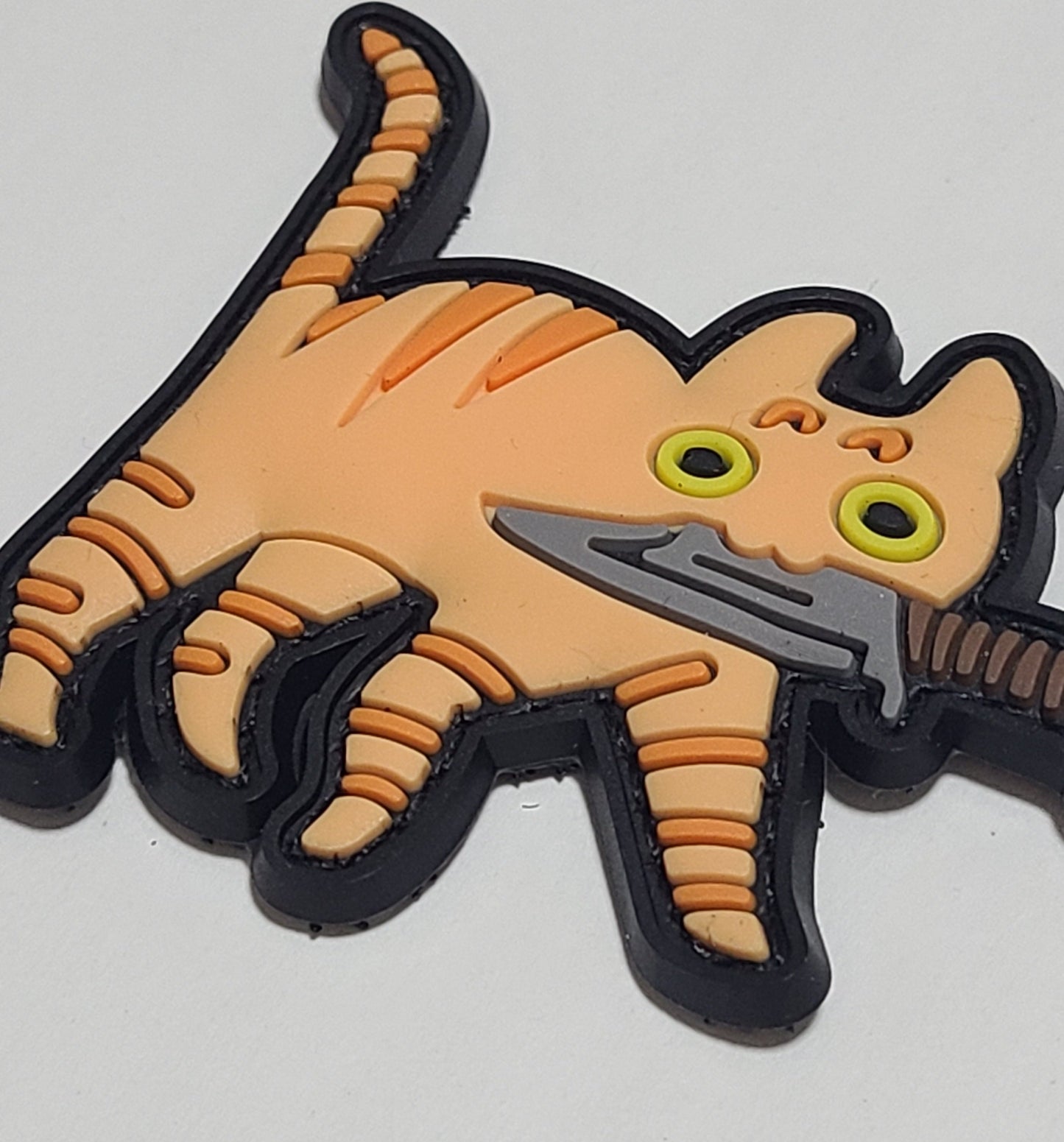 PVC タクティカルパッチ 茶トラ ベルクロ仕様｜ミリタリー風 猫デザインPVCワッペン - AIA - Military Goods Store