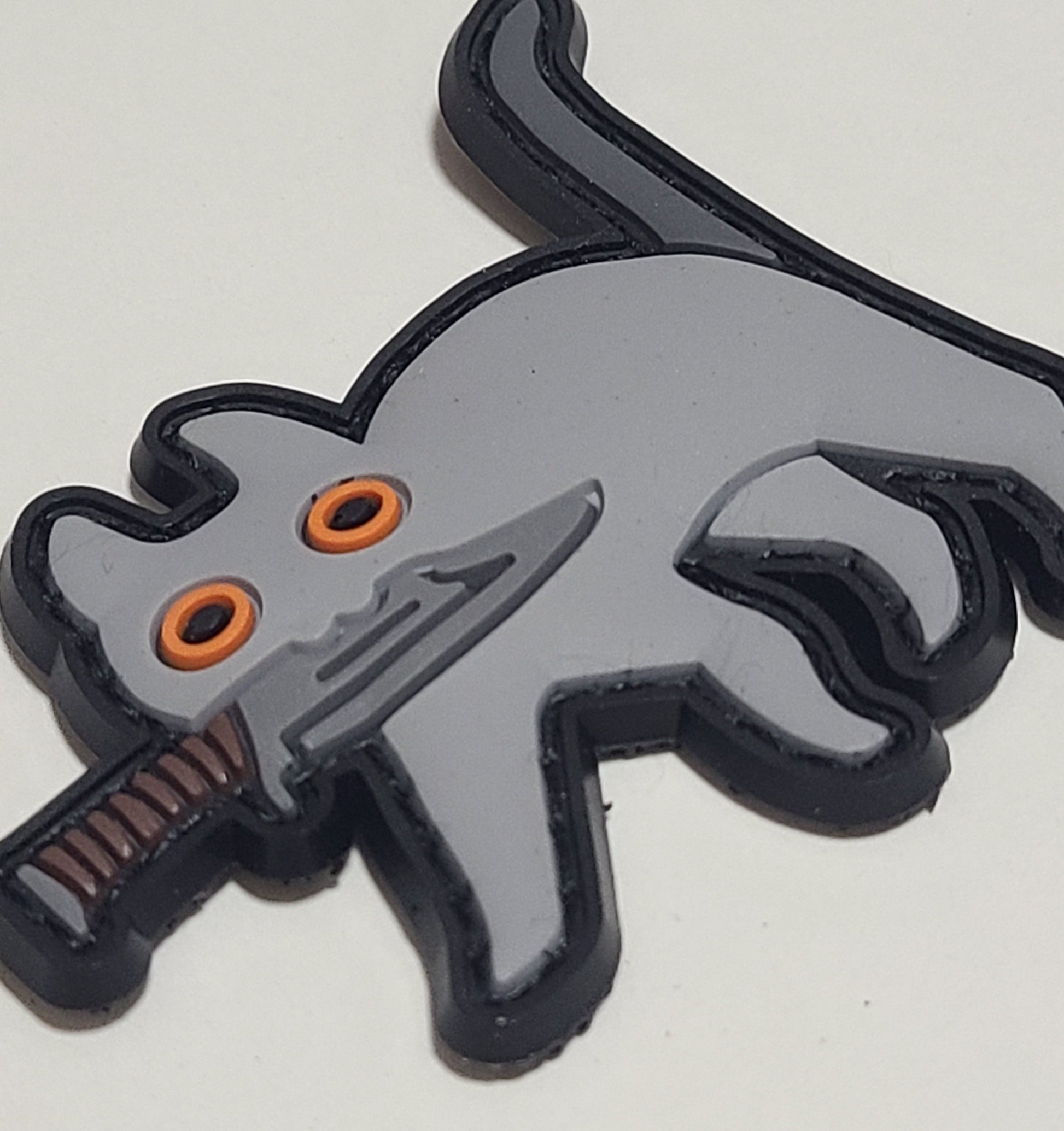 PVC タクティカルパッチ 灰猫 ベルクロ仕様｜ミリタリー風 猫デザインPVCワッペン - AIA - Military Goods Store