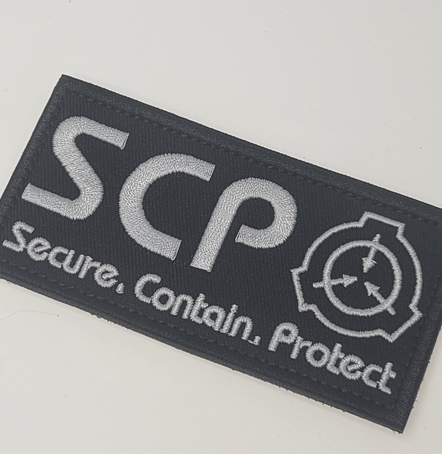 ミリタリー刺繍ワッペン ベルクロ仕様 SCPマーキング風 Mサイズ ブラック SCP財団 サバイバルゲーム - AIA - Military Goods Store