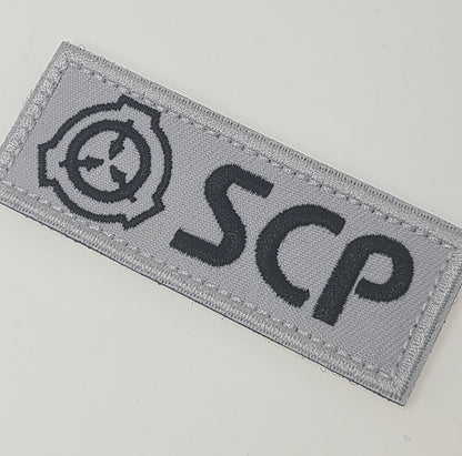 SCP財団マーキング ベルクロパッチ 刺繍タイプ ホワイト Sサイズ