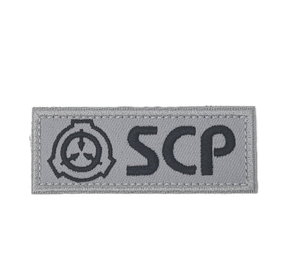 SCP財団マーキング ベルクロパッチ 刺繍タイプ ホワイト Sサイズ